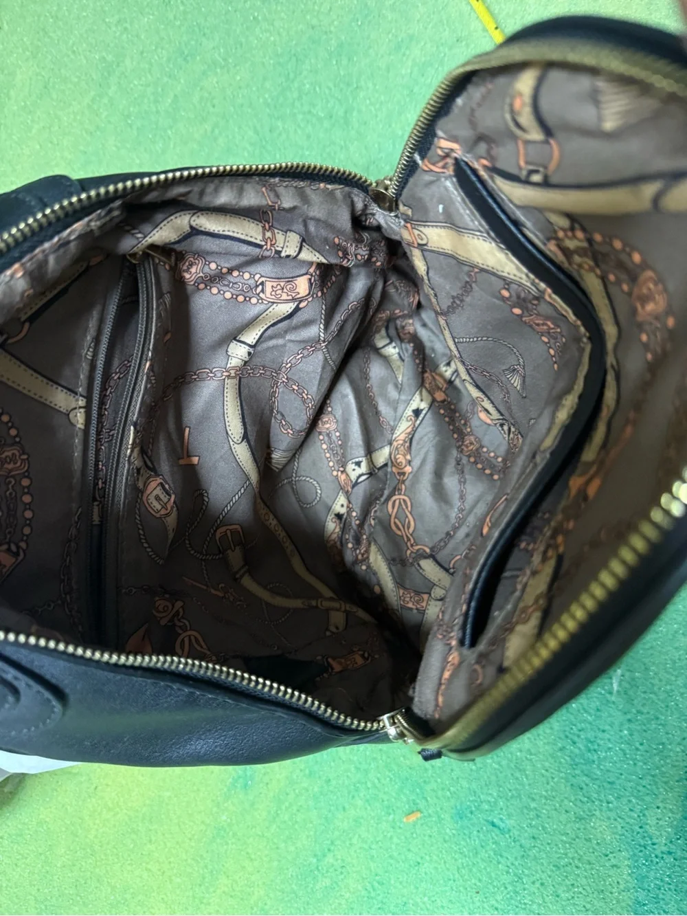 Black SOFT Mini Backpack with Leopard Accent See Pics